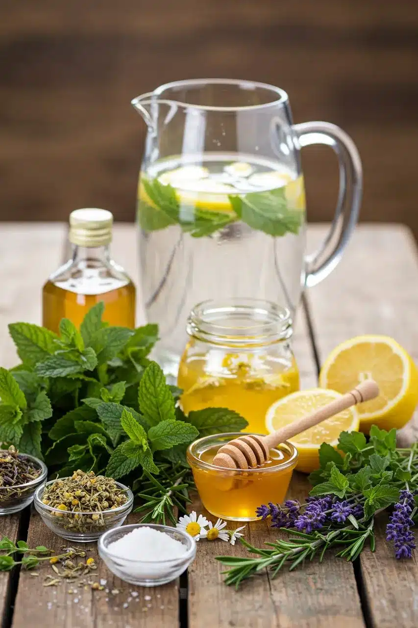 A refreshing botanical cordial infused with lemon, mint, and honey, perfect for drinks and cocktails.