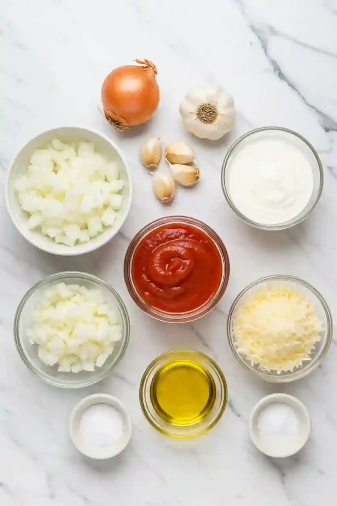 Ingredients laid out for making palomino sauce from scratch