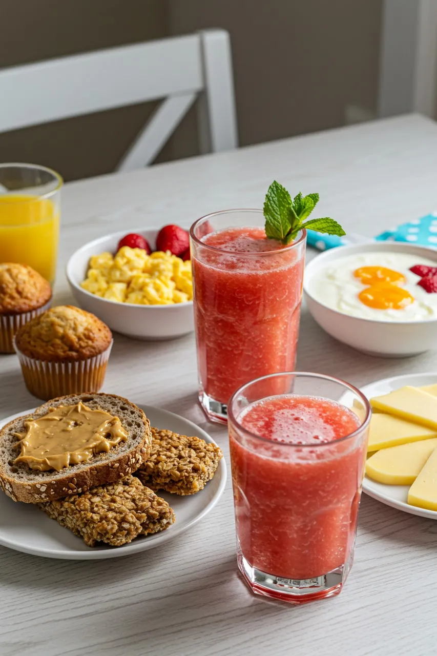 Kid-Friendly Breakfast with Watermelon Strawberry Coconut Cooler
