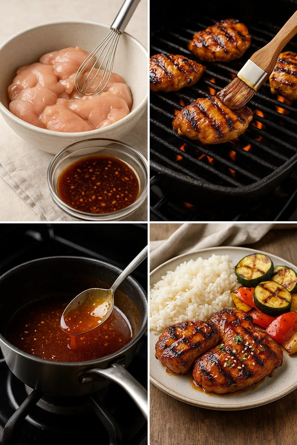 Step-by-step honey garlic chicken recipe from marinating to serving