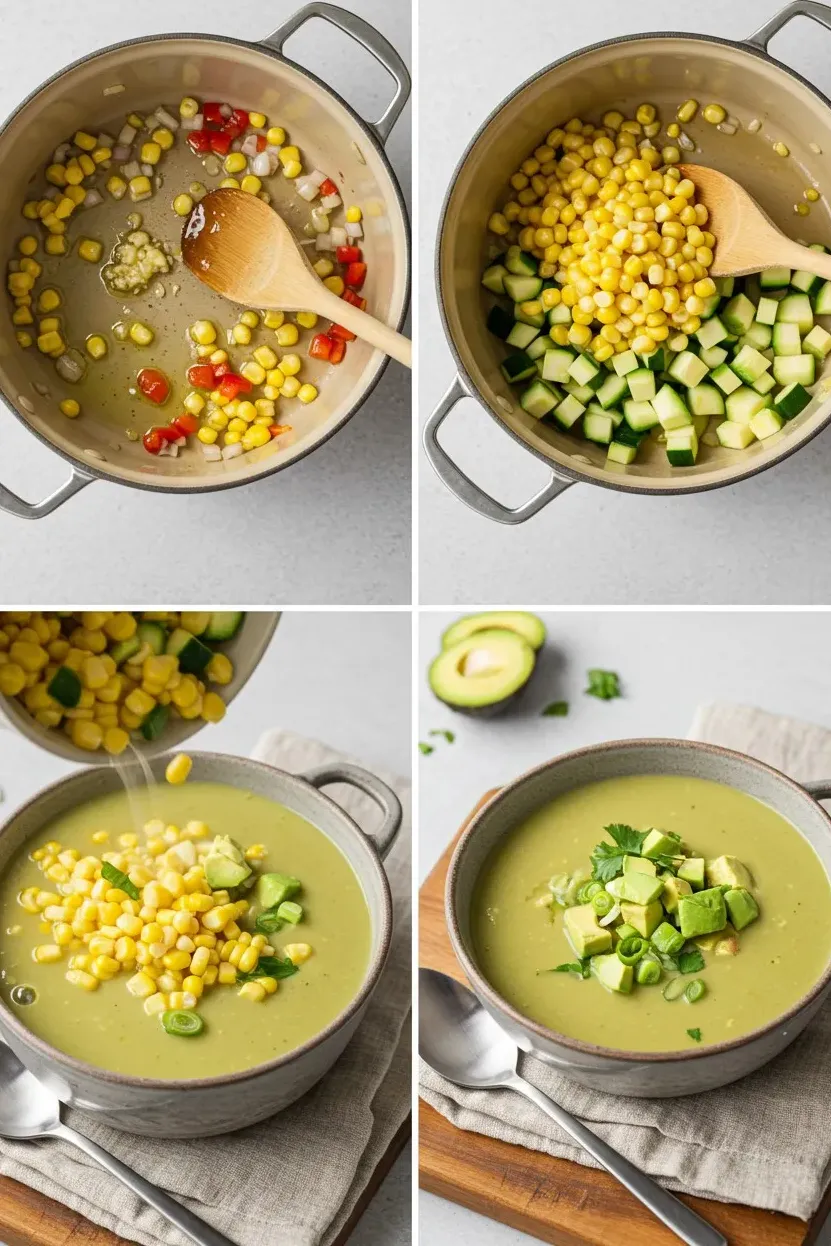Step-by-step cooking Corn Zucchini Soup