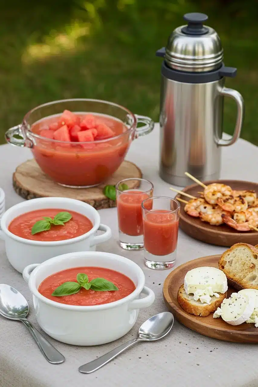 Creative summer serving ideas for watermelon basil soup