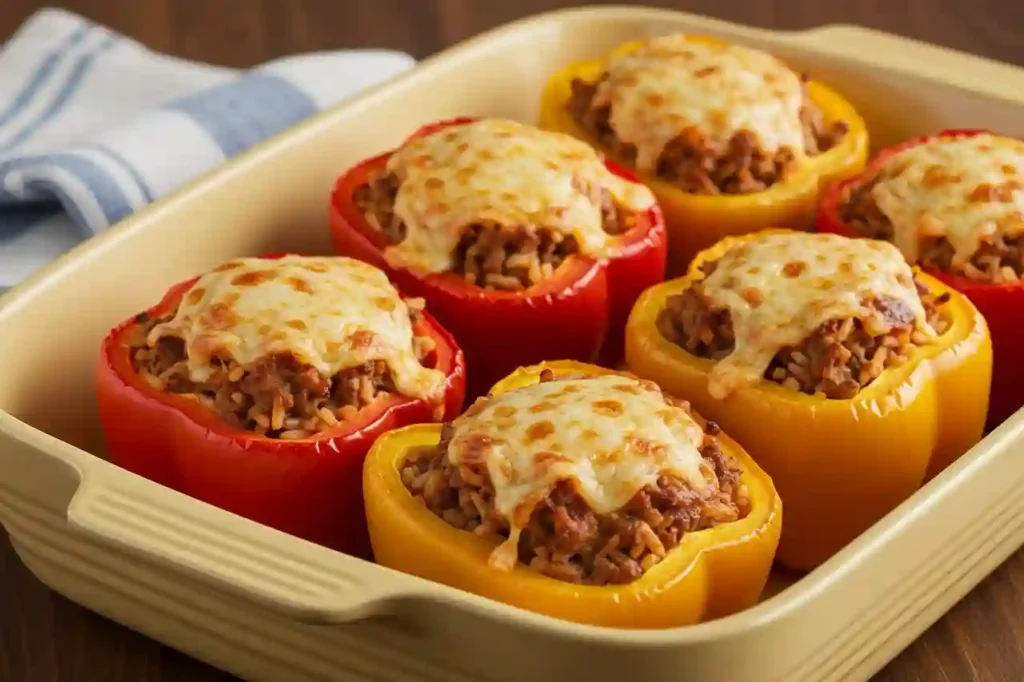 Costco stuffed bell pepper recipe baked with beef and cheese