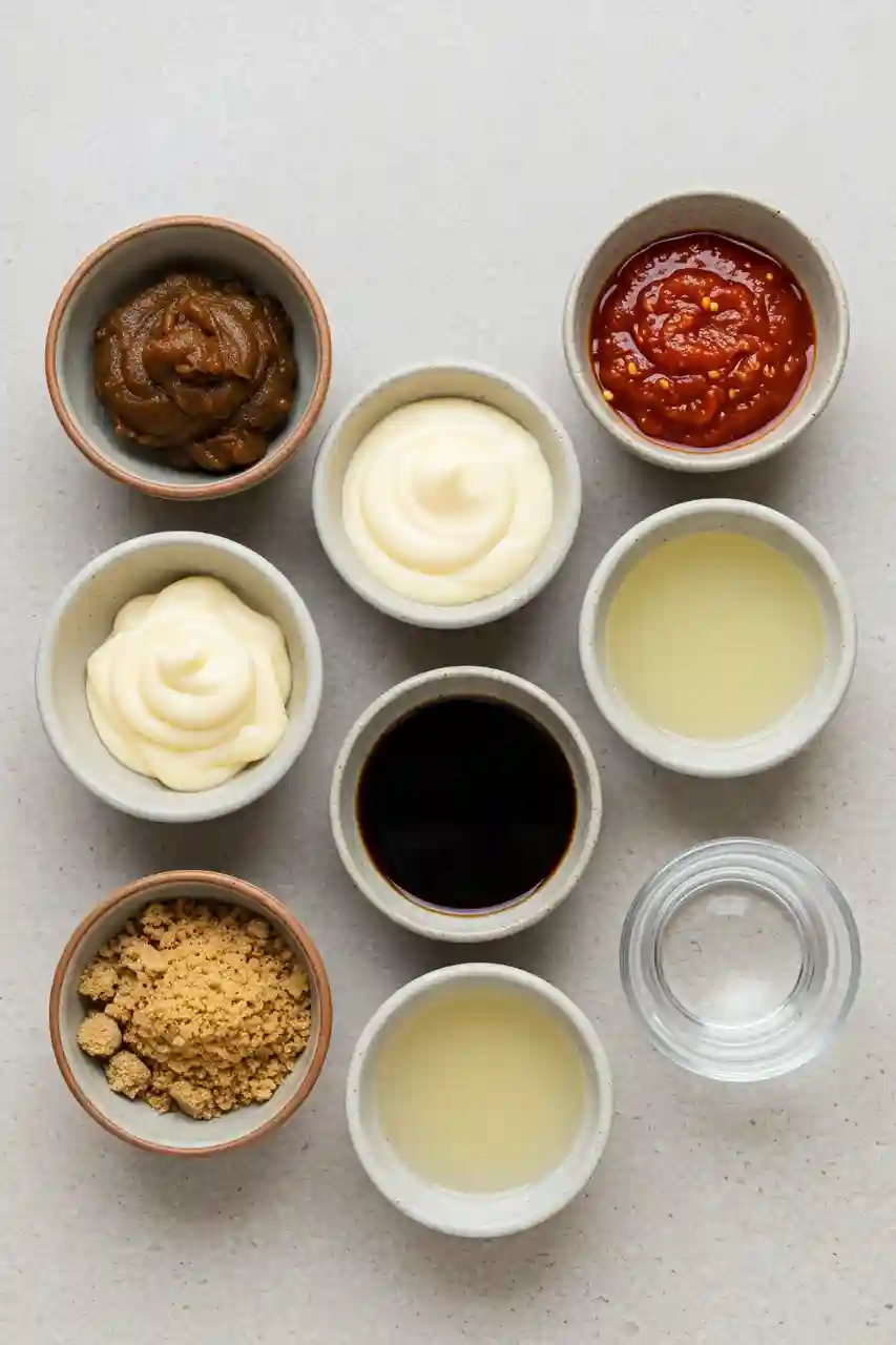 tram-sauce-recipe-ingredients.webp Tram sauce ingredients in ceramic bowls