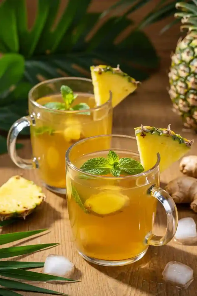 Served Costa Rican tea in glass cups, hot and iced with mint garnish