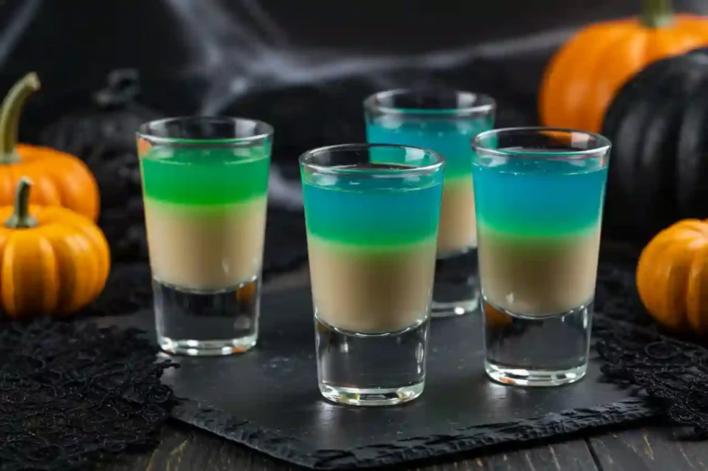 Layered Boogie Man Shot cocktail for Halloween