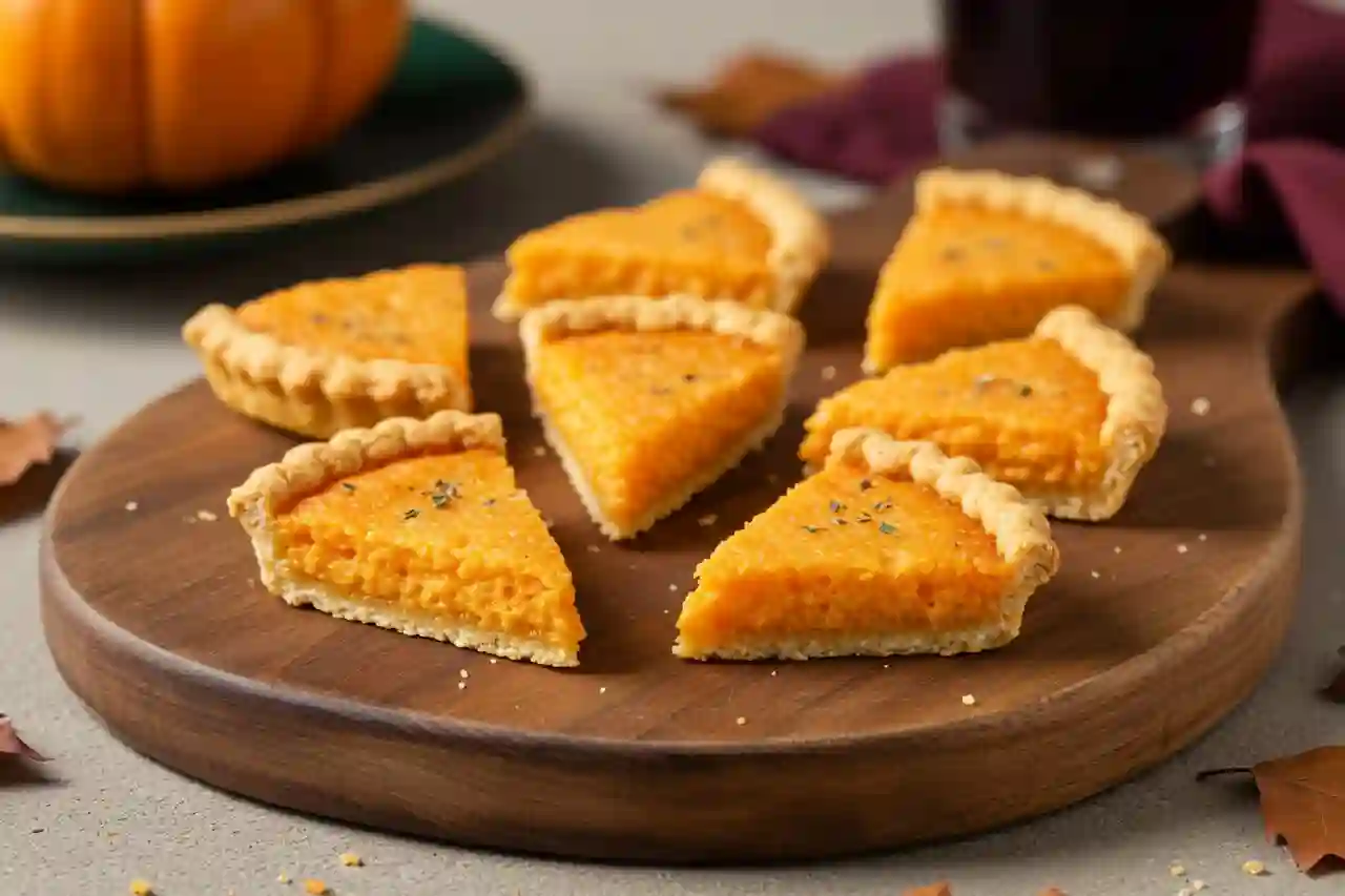 Cheese cracker pumpkin pie appetizers styled on a rustic board with brand-colored accents